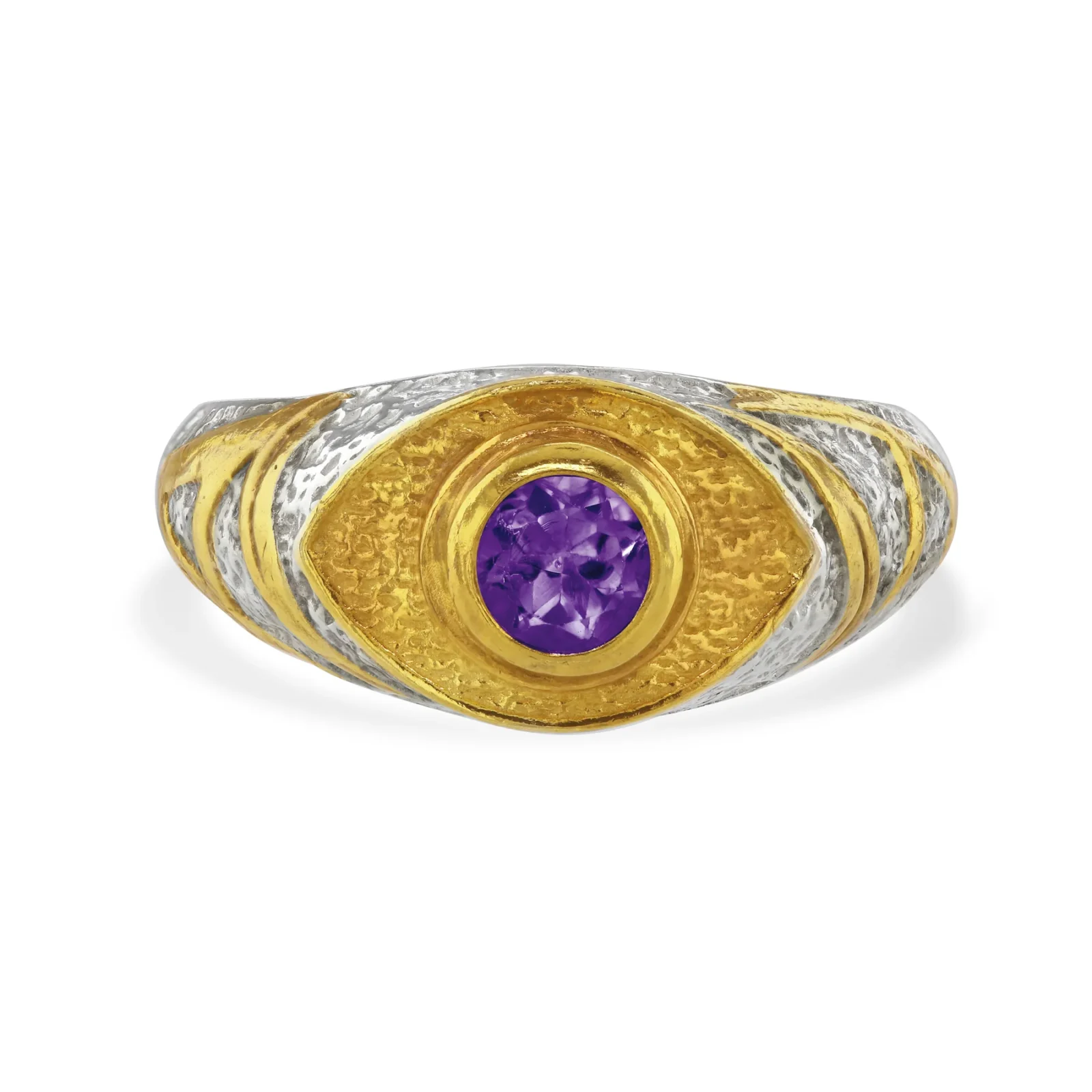 Aquamarine Ring Silver With Gold Inset Small 8 and 8.5