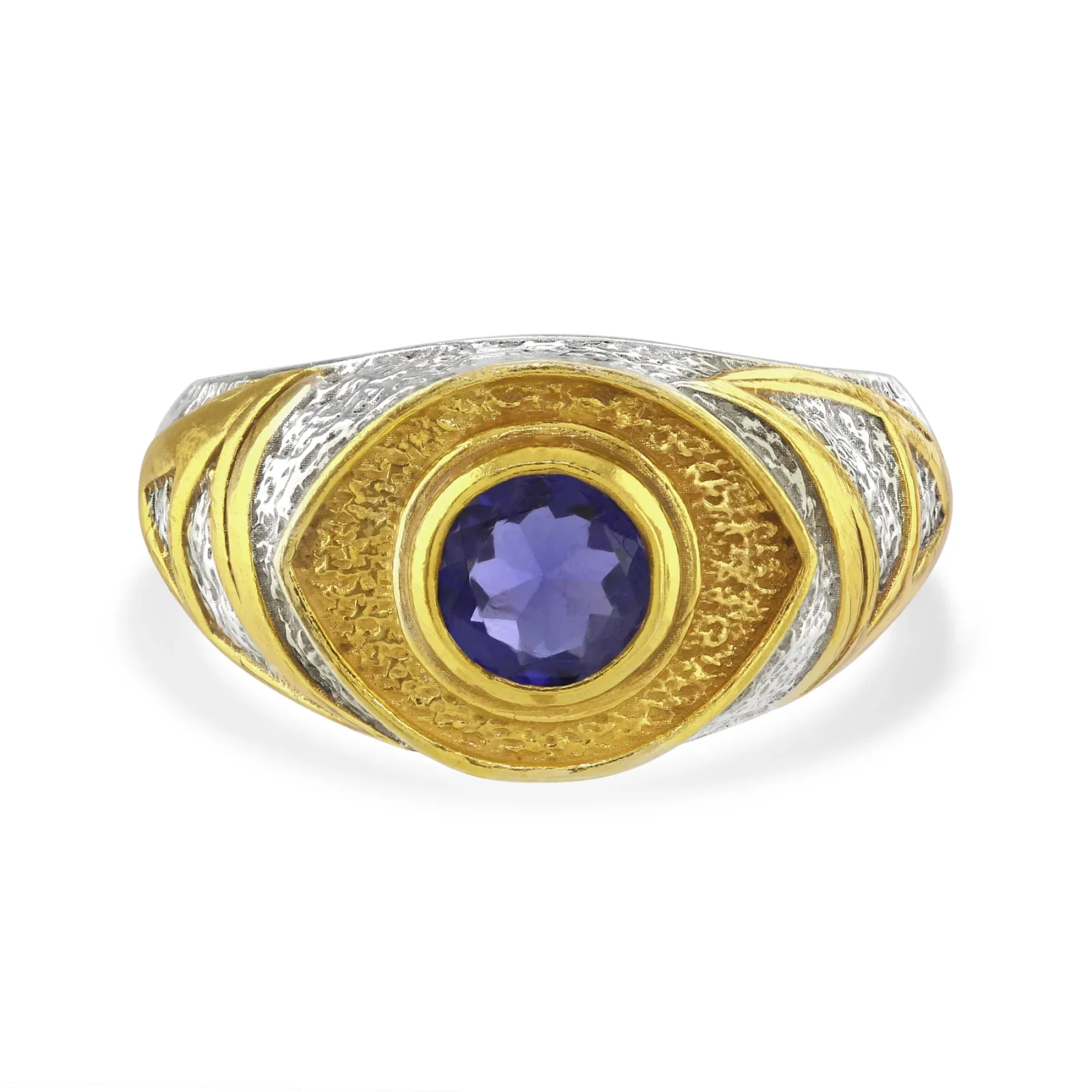 Aquamarine Ring Silver With Gold Inset Large 11
