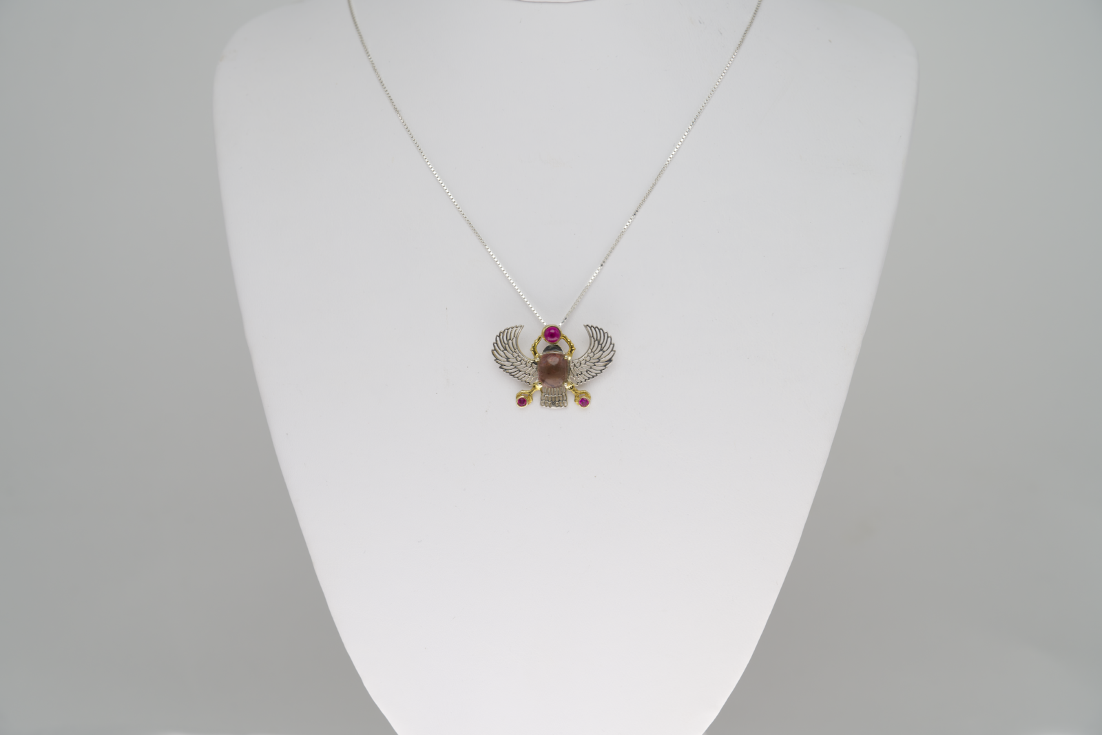 Winged Amethyst Crystal Aura Scarab With 3 Rubies Medium - Image 2