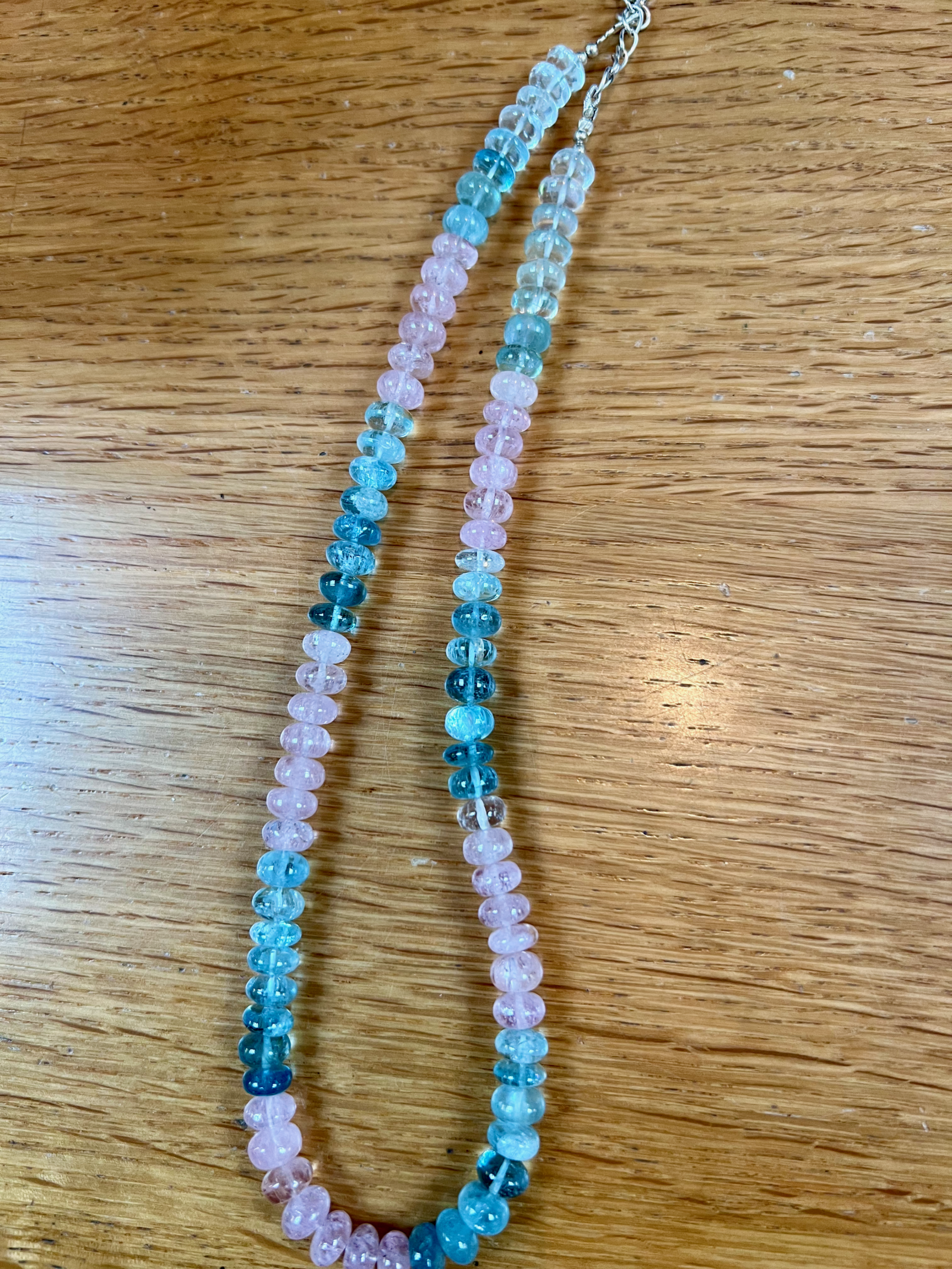 Aqua and Morganite Beaded Necklace - Image 3